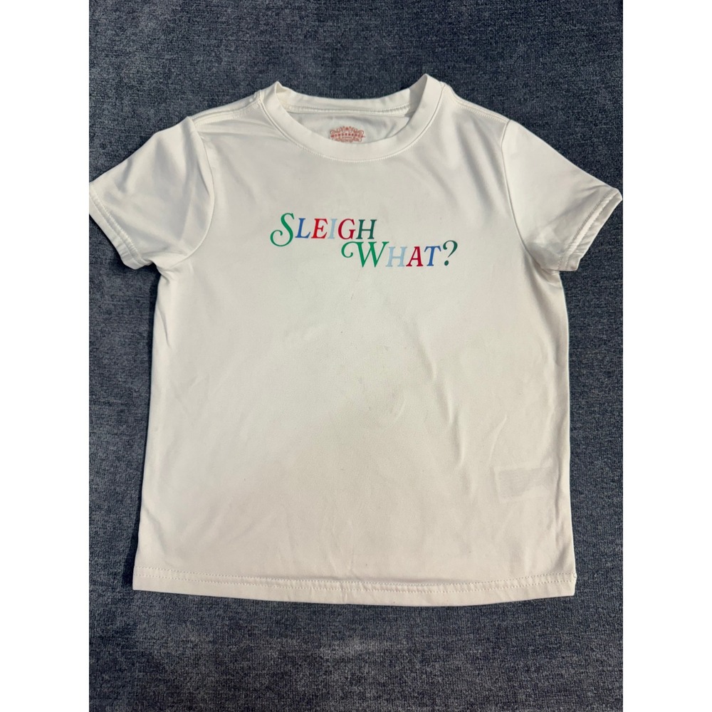 Wondershop Kids Sleigh What Holiday Pajama Top White Size XS 4/5 Short Sleeve
